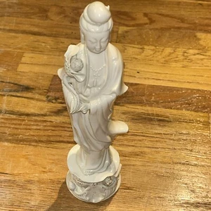 Antike chinesische 12 Zoll Kwan Quan Yin Weiß aus China Porzellan Statue asiatische Kunst - Bild 1 von 11
