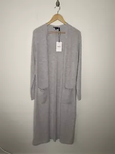 Theory Cashmere Torina Cardigan Maxi Open Mineral Light Grey Pockets Small NWT - Picture 1 of 7