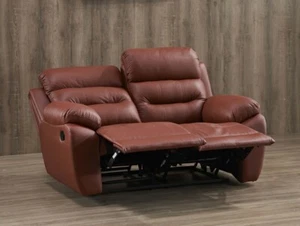 2-Sitzer Sofa Leder, manuell verstellbare Relaxcouch klassisch, 5131-2-206 - Bild 1 von 10