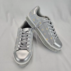 Women's Glitter Tennis Sneakers Color Silver Daisy Sz 7.5 - Picture 1 of 14