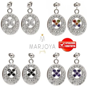 Orecchini in argento 925 con pavè di zirconi bianchi,neri,viola e multicolor - Imagen 1 de 21