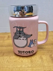 New My Neighbor Totoro Jar Coffee Mug Cup 5.5" Pink w/ Screw On  Lid Ceramic   - Picture 1 of 9