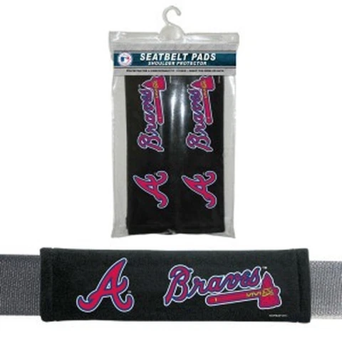 Atlanta Braves Seat Belt Pads 2 Pack [NEW] MLB Auto Car Seatbelt Shoulder Cover