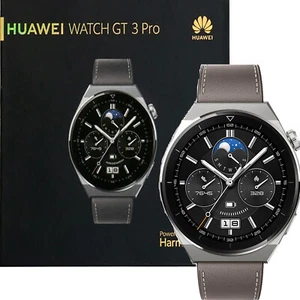 Huawei Watch GT 3 Pro (46mm) Grey Leather Bluetooth Smartwatch NEW - Zdjęcie 1 z 6