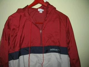 Adidas Trefoil Windstoper Red white blue Anorak Jacket VTG 80s 90s RARE Large - Picture 1 of 9