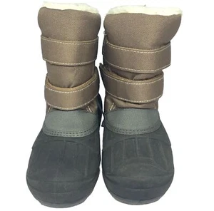 Winter Snow Ski Boots Insulated Warm Kids Boys 11 NEW Brown Grey Blck Waterproof - Picture 1 of 15