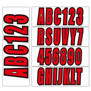 4 Sets 3" Marine Alpha-Numeric Registration Numbers and Letters Sticker Red - Picture 1 of 6