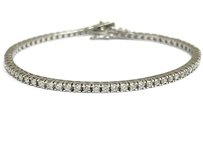Bracciale tennis con diamanti 2.40 ct in oro bianco 18 kt certificato Gem Tech - Immagine 1 di 4
