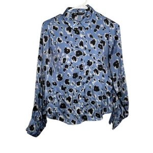 Zara Blouse Women's Small Button Up Collared Printed Long Sleeve Shirt Top - Picture 1 of 11