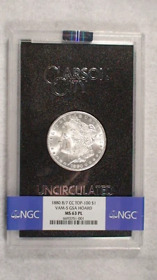 1880 8/7 CC  VAM 5 TOP 100 Morgan Dollar NGC MS63 PROOFLIKE SILVER $1 Coin! - Image 1 of 4