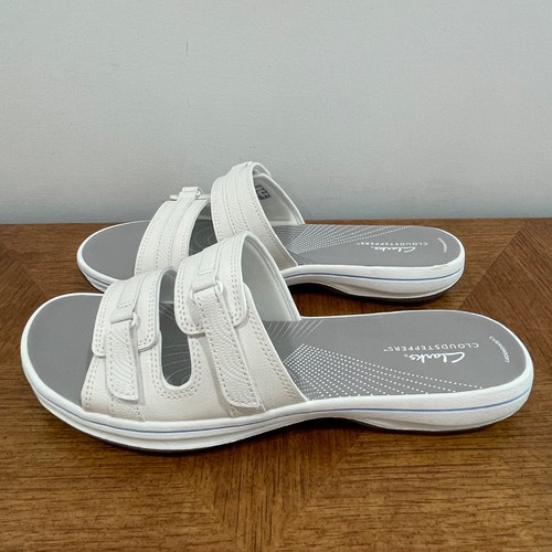 Sandali Clarks Breeze Piper donna 11M bianchi slip on comodi scivoli spiaggia estate