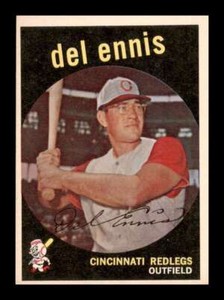 1959 Topps Del Ennis #255 NM White Back Cincinnati Redlegs