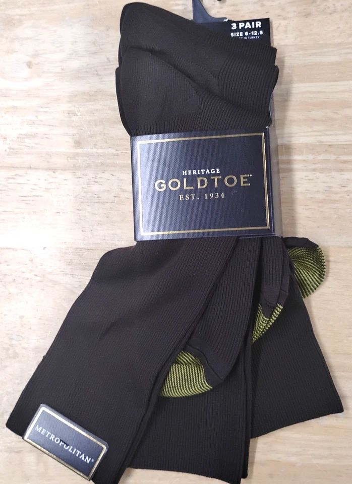 Gold Toe 101S Metropolitan Crew Dress Socks - 3 Pack Brown