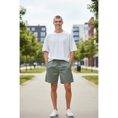 Jachs XL Mens Green Casual Shorts Elastic Waist Drawstring Summer - Image 1 of 4