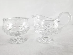 Lot of 2 Vintage Cut Crystal Mini Pitcher & Mini Sorbet Dish Pre-owned - Picture 1 of 22