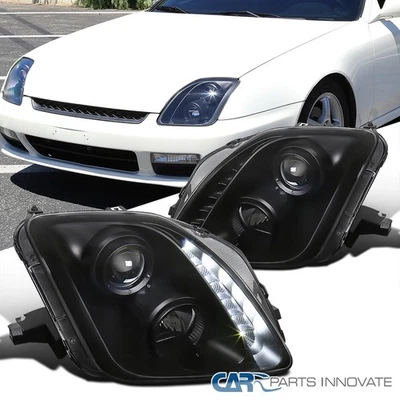 Fits Black 1997-2001 Honda Prelude LED Strip Projector Headlights Headlamps Pair Foto 1 de 4