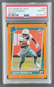 Jaylen Waddle 2021 Donruss Optic Orange/199 clasificación novato PSA 10 #208 GEMA COMO NUEVO - Imagen 1 de 3