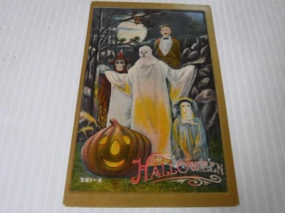 RARE ANTIQUE P SANDERS PUB HALLOWEEN POSTCARD #581-2 (three cards listed 1.2.3) - Image 1 of 4