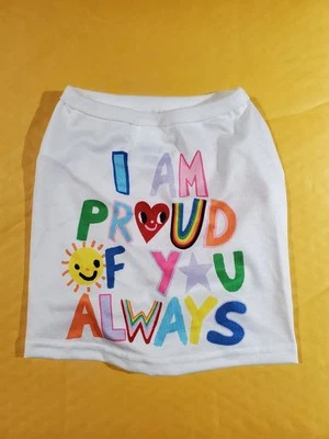 Camiseta sin mangas "I Am Proud of You Always" para perro talla M poliéster spandex blanca Foto 1 de 4