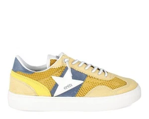 CETTI Ante Rejilla Gialla Scarpe Uomo Basse Sneaker Casual Traforata in Vera Pel - Foto 1 di 5