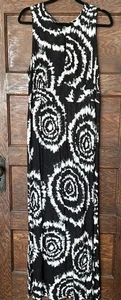 NWT INC International Concepts Black White Tie Dye Circles Maxi Dress 2X Beachy - Picture 1 of 8
