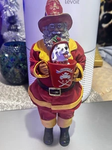 Merry Brite Christmas Santa Fireman with Dalmatian Dog 11.5" NWT #368396 - Picture 1 of 7