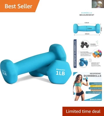 Portable 1 lb Neoprene Dumbbells Set - Versatile Home Gym Weights for All Ages - Image 1 of 4