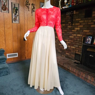 Vtg 50s Vanity Fair Nylon Double Chiffon Full 280 Sweep Peignoir Robe Gown S/M - Image 1 of 4