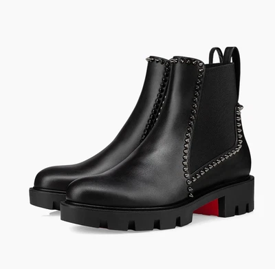 Christian Louboutin 3221092 Out Lina Spike Lug botín de pantorrilla negro, 38,5, 39,5 Foto 1 de 4