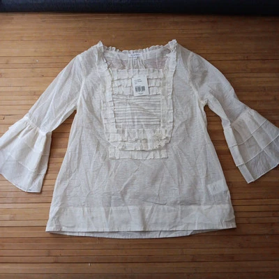 NWT Womans Generra Parchment White Thin Blouse Top Shirt Flare Cuff Sz Small - Image 1 of 4