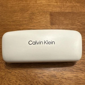 NEW CALVIN KLEIN White Leather Hard Clamshell Sunglasses Case - Picture 1 of 5