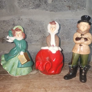 Vintage Christmas Carolers Atlantic Mold Hand Painted Ceramic 3 PC Set 8-9” Tall - Picture 1 of 14