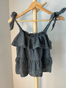 Camicetta contadina senza maniche ricamata orsi danzanti marca Lucky grigio antracite XS - Foto 1 di 8