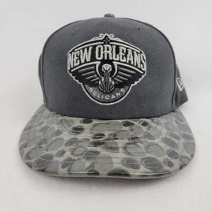 New Orleans Pelicans Mens New Era Baseball Cap Hat Gray Black NBA Fitted 7 1/8 - Picture 1 of 12