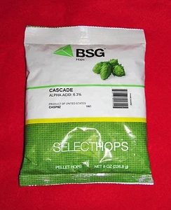 HOPS CASCADE  8oz PELLET HOPS BSG HOPS FACTORY PACKED FOR HOME BREWING BEER KIT - Picture 1 of 8