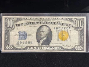 1934A $10 Silver Certificate Fr.2309 Yellow Seal North Africa WWII Issue - Picture 1 of 2