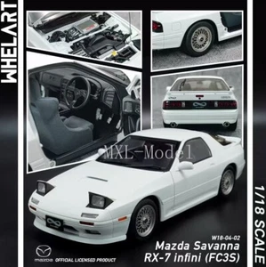 Modelo de coche fundido a presión de metal blanco WHELART Mazda Savanna RX-7 infini FC3S escala 1:18 - Imagen 1 de 8