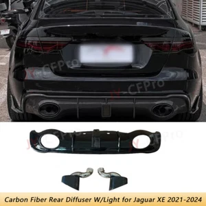 Real Carbon Fiber Rear Diffuser Bumper Spoiler Lip Cover for Jaguar XE 2021-2024 - Picture 1 of 11