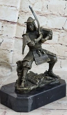 Japanese Samurai Warrior w/ Katana Bronze Statue Sculpture Figurine Kamiko 9" - Image 1 of 4