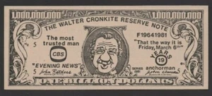 US/Walter Cronkite Reserve note ...1.000.000.000 Dollars ...1981 UNC JOURNALIST. - Picture 1 of 1