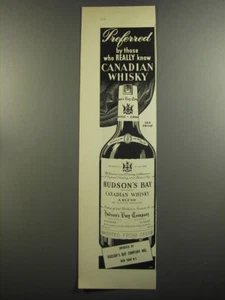 1952 Hudson's Bay Canadian Whisky Ad - Preferred by those who really know - Picture 1 of 1