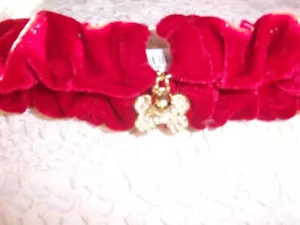 CAMPANA DE HUESO DE TERCIOPELO ROJO ESTRÁS Simply Perro COLLAR SMall S Scrunchie Navidad - Imagen 1 de 2