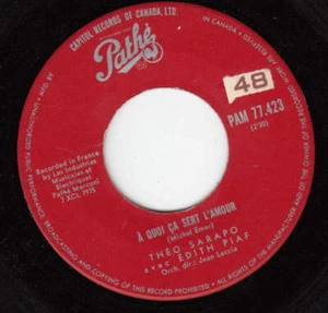 Théo Sarapo, Edith Piaf - A Quoi Ca Sert L'Amour / Chez Sabine (7", Single) - Foto 1 di 2