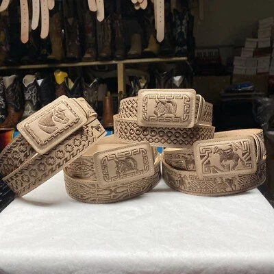 Cinturones de cuero bordados. Cinturón vaquero occidental para hombre. Cinto Vaquero De Hombre. Foto 1 de 4