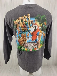 Ron Jon Surf Shop Shirt Mens Large L Long Sleeve Orange Beach Pullover Gray - Picture 1 of 9