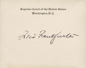 FELIX FRANKFURTER - SUPREME COURT CARD SIGNED