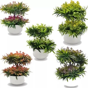 Oficina Pino Jardín Decoración Bonsai Artificial Flores Falsas En Maceta Plantas Hogar - Imagen 1 de 30