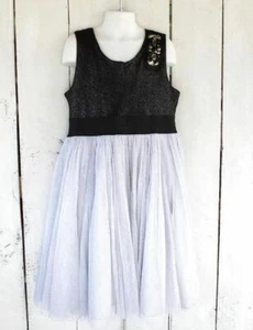 Girl's Children’s Place Holiday Sparkle Black and Gray Grey Party Dress Size 10 - Picture 1 of 3