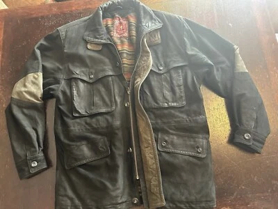 THE TERRITORY AHEAD - LEATHER Nubuck  Black Mens L Ranch Motorcycle Lined Jacket - Image 1 of 4