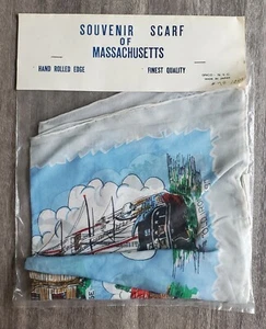 Vintage Souvenir Scarf Of Massachusetts Satin Old Ironsides NEW Sealed Scarce - Picture 1 of 2